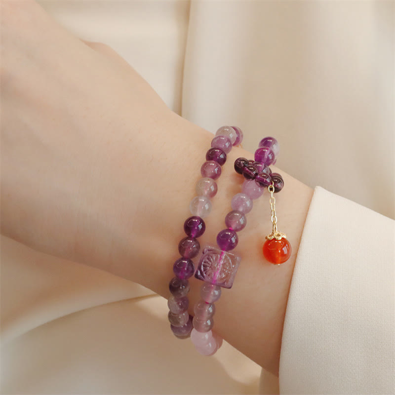 Amethyst Citrine Double Wrap Bracelet for Positive Transformation