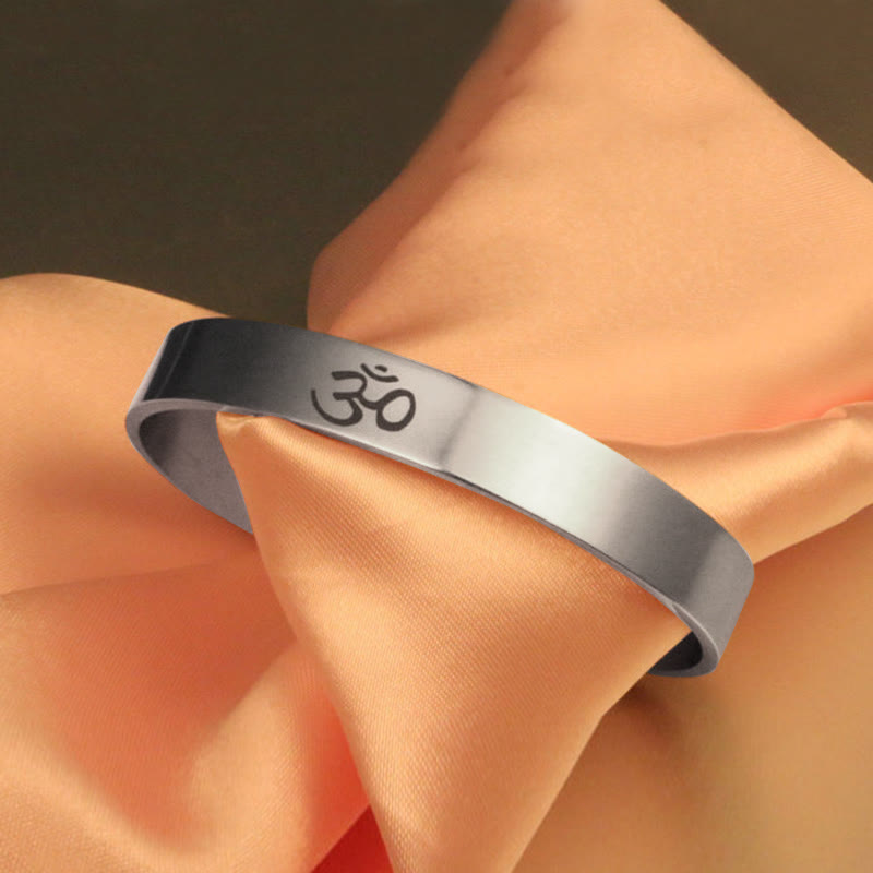 Titanium Steel OM Symbol Mindfulness Cuff Bracelet