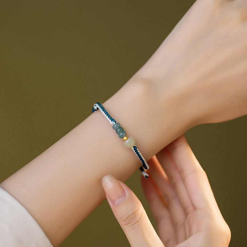 Sterling Silver Hetian Jade Abundance Bracelet 20cm