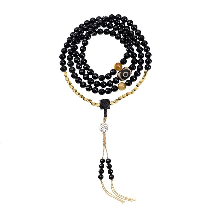 108 Beads Black Onyx Protection Gemstone Mala Bracelet