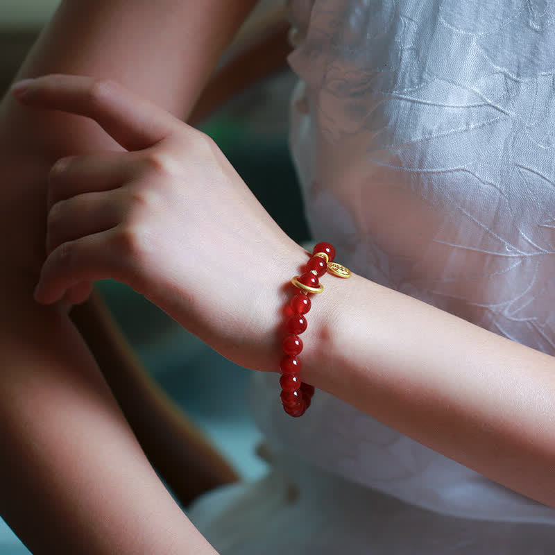 Natural Red Agate Confidence Bracelet for Calm & Growth