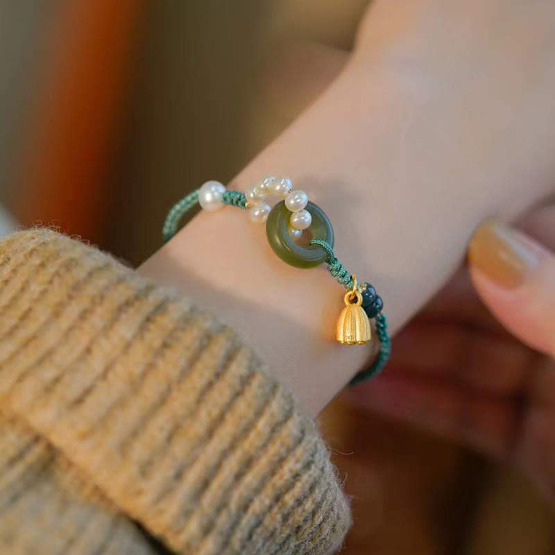Hetian Jade Peace Buckle Serenity Bracelet for Luck