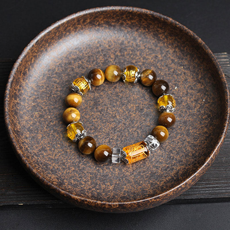 10mm Tiger Eye Bead Prosperity Bracelet for Courage