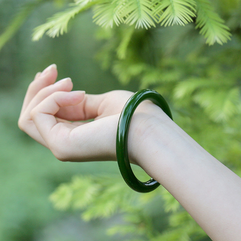 Longevity Cyan Jade Bangle Bracelet 56mm for Healing