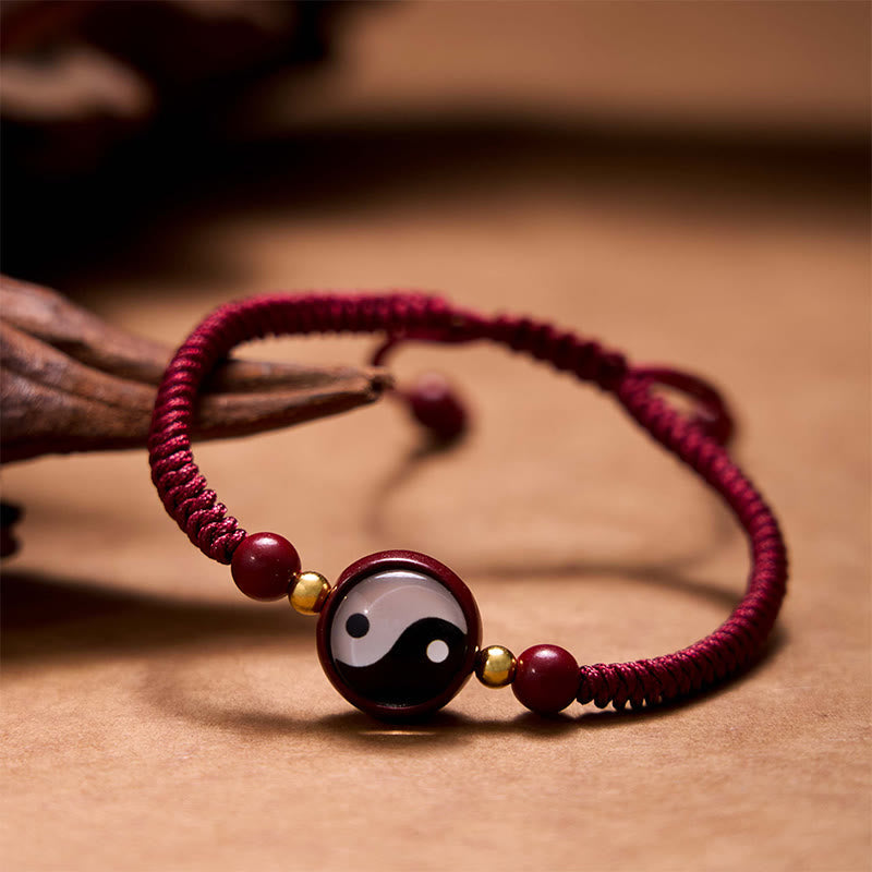 Cinnabar Red String Yin Yang Bracelet for Luck & Balance
