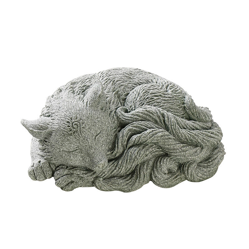 Nine-Tailed Fox Sandstone Home Zen Decor Figurine 10cm