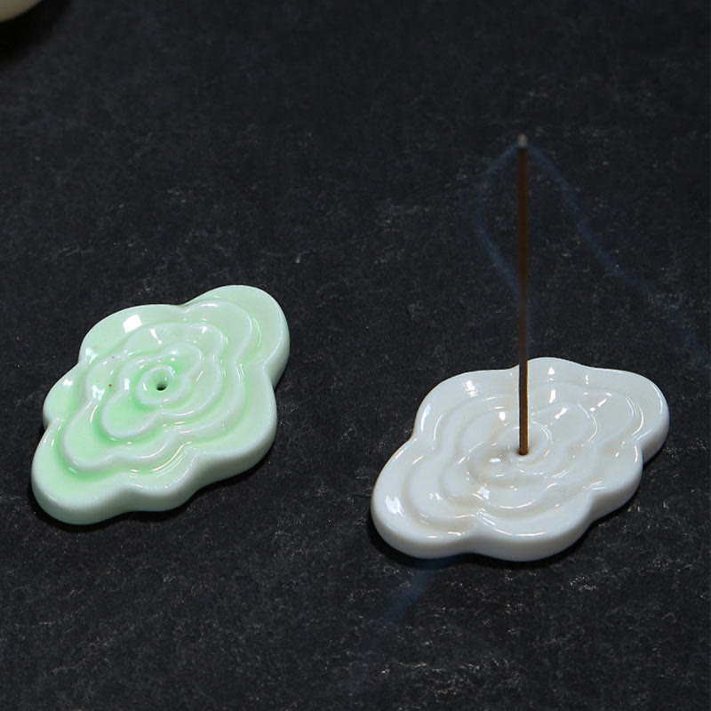 Mini Ceramic Incense Burner with Auspicious Cloud Design