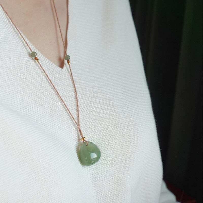 Natural Jade Pendant Necklace | Luck Prosperity Charm