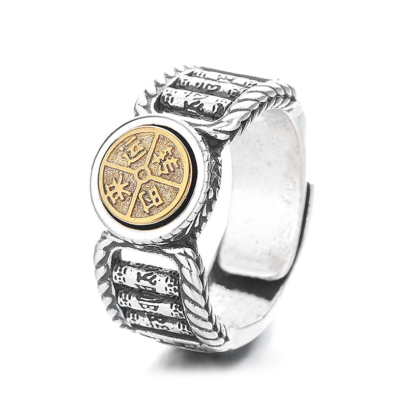 Om Mani Padme Hum Copper Spinner Ring for Spiritual Purity
