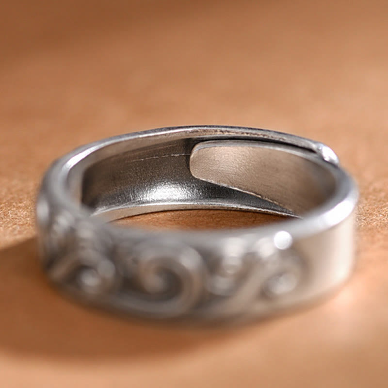 999 Sterling Silver Auspicious Clouds Adjustable Spiritual Ring