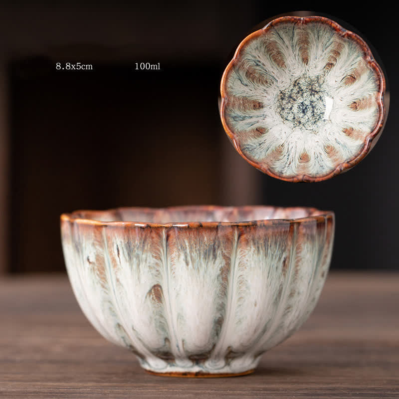 Peach Blossom Ceramic Teacup Beautiful Floral Tea Cup