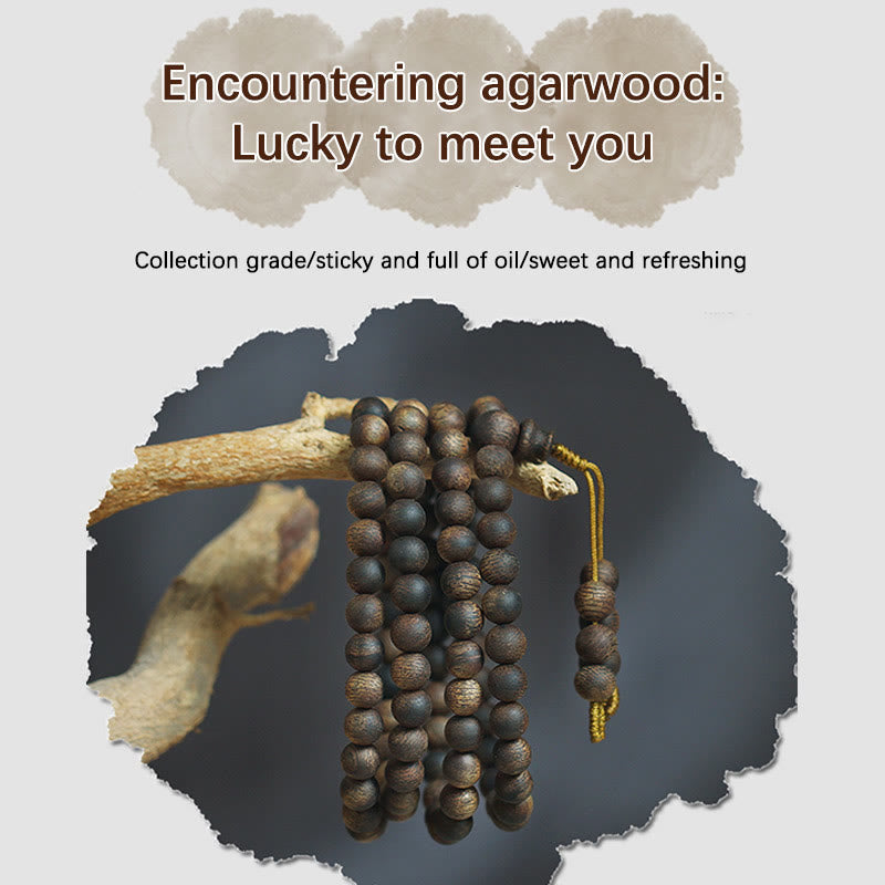 7mm Agarwood Mala Bracelet for Peace & Strength