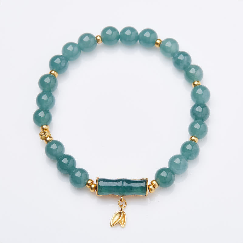 7mm Jade Luck Charm Bracelet | Sterling Silver Gold Plated