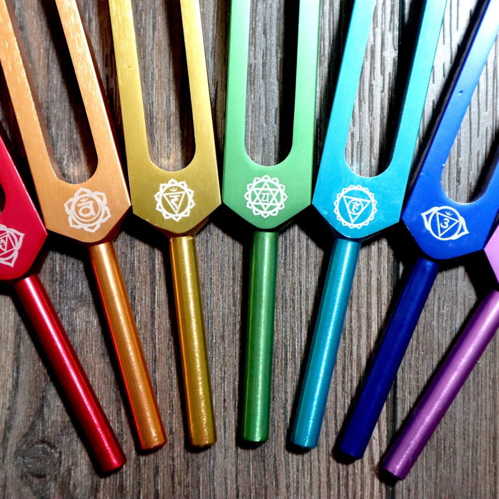 7pc Chakra Tuning Fork Set for Alignment & Sound Therapy - On sale