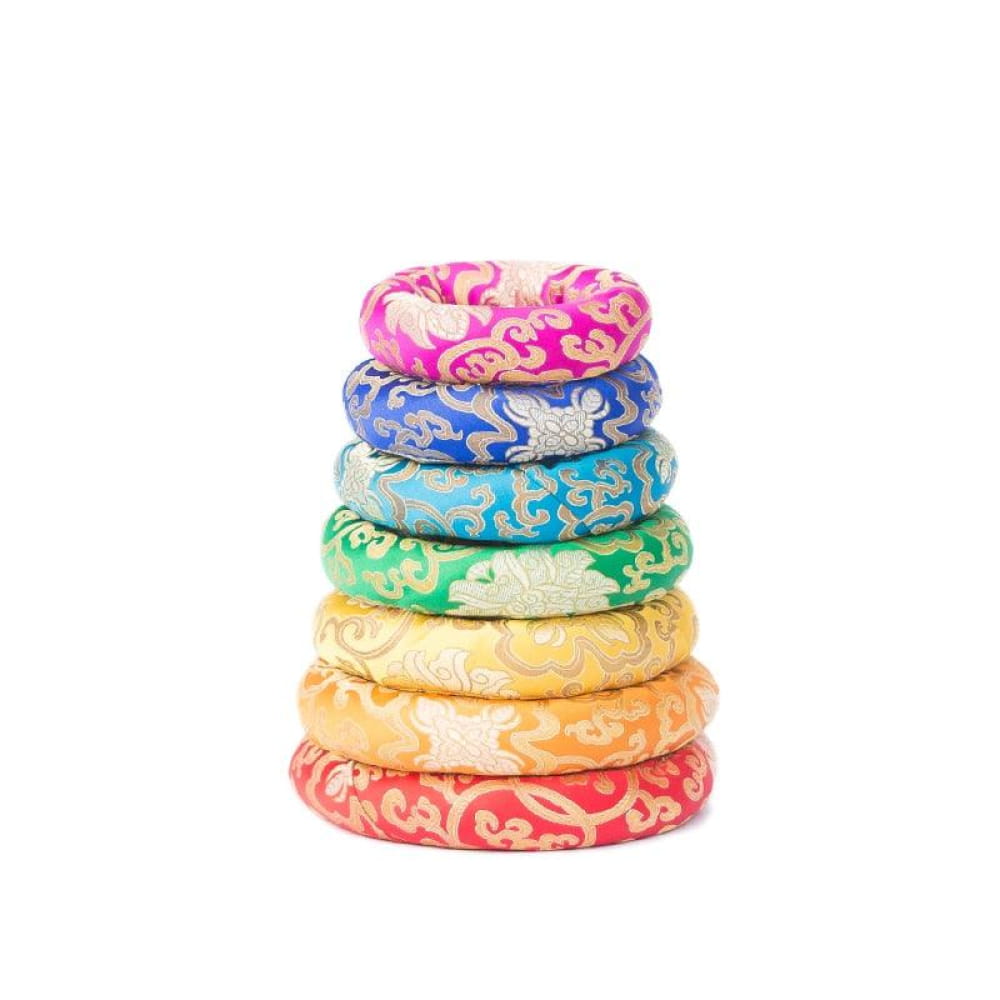 Colorful bangle bracelets with ornate patterns for meditation and relaxation bowls