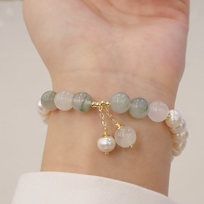 8.4mm Pearl Jade Healing Bracelet for Sincerity & Wellbeing