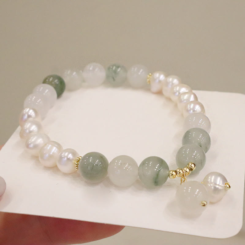 8.4mm Pearl Jade Healing Bracelet for Sincerity & Wellbeing