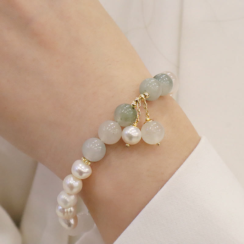 8.4mm Pearl Jade Healing Bracelet for Sincerity & Wellbeing