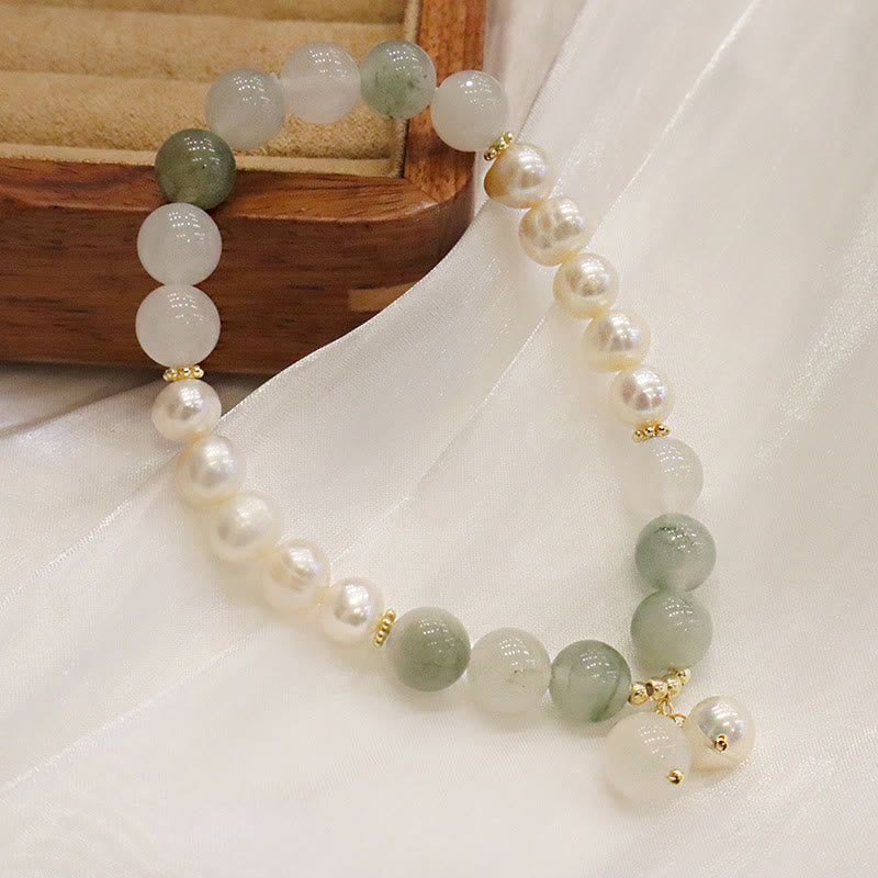 8.4mm Pearl Jade Healing Bracelet for Sincerity & Wellbeing