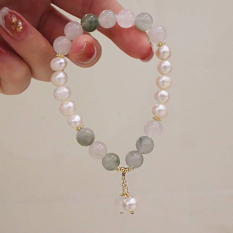 8.4mm Pearl Jade Healing Bracelet for Sincerity & Wellbeing