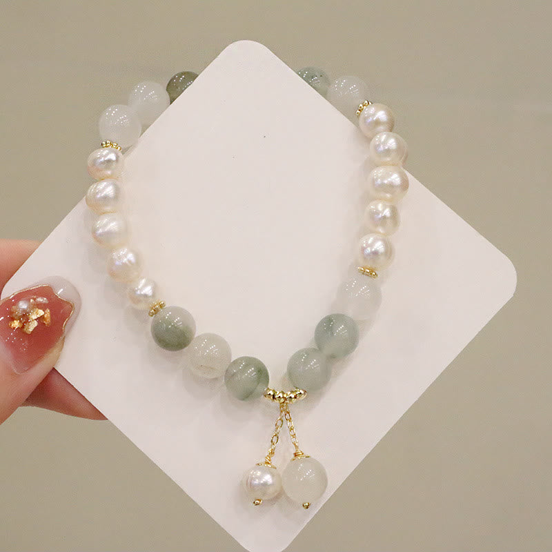 8.4mm Pearl Jade Healing Bracelet for Sincerity & Wellbeing