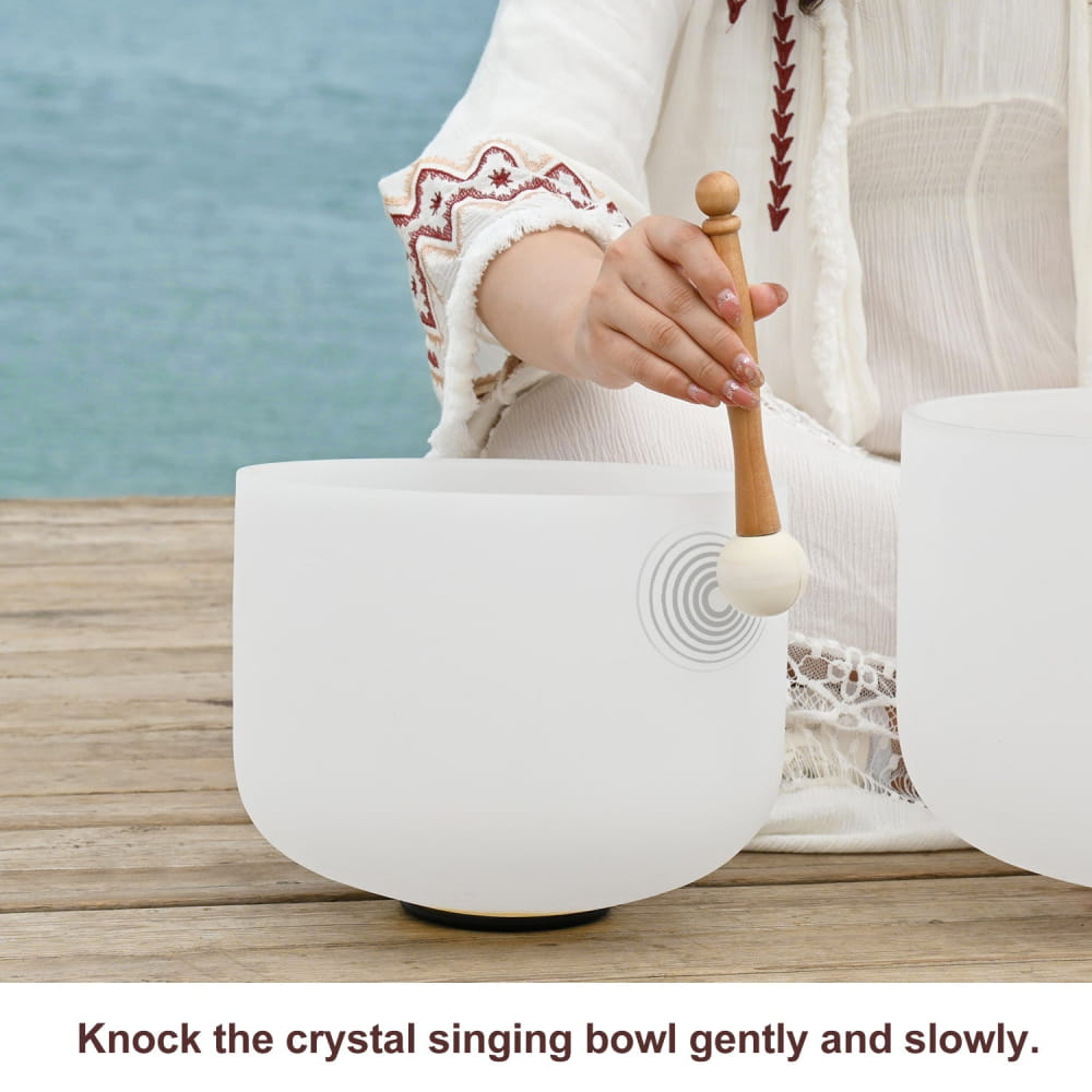 8\’B 10\’E 12\’C Frosted Quartz Crystal Singing Bowl Set (Without Bags) - 3 PCS singing bowls
