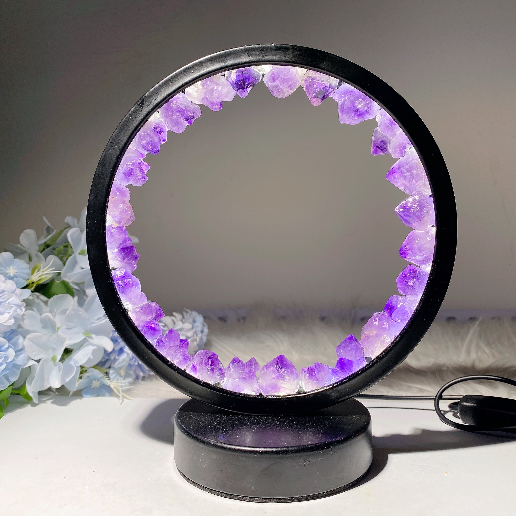 8-inch USB Crystal Cluster Lamp for Healing Energy Ambiance