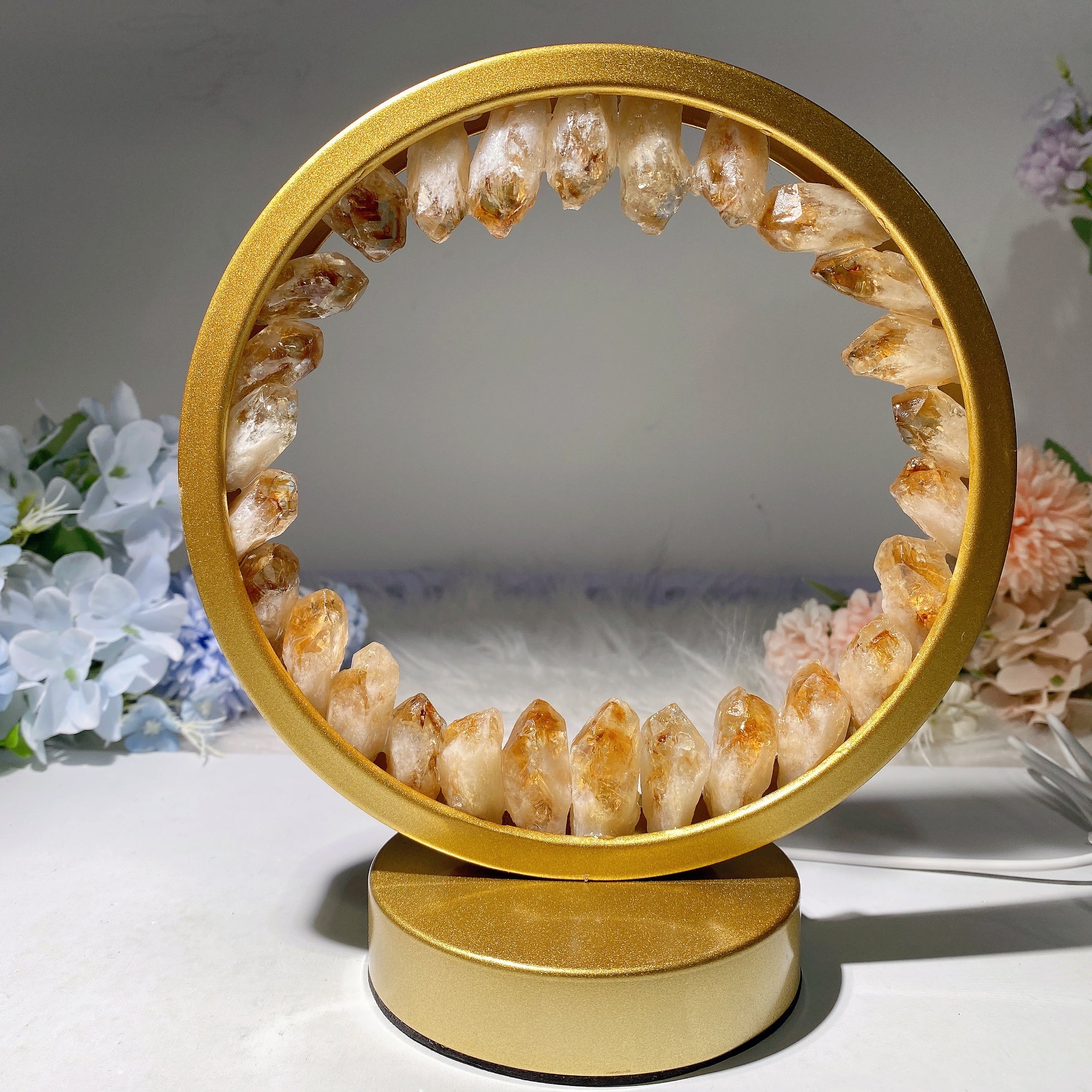 8-inch USB Crystal Cluster Lamp for Healing Energy Ambiance