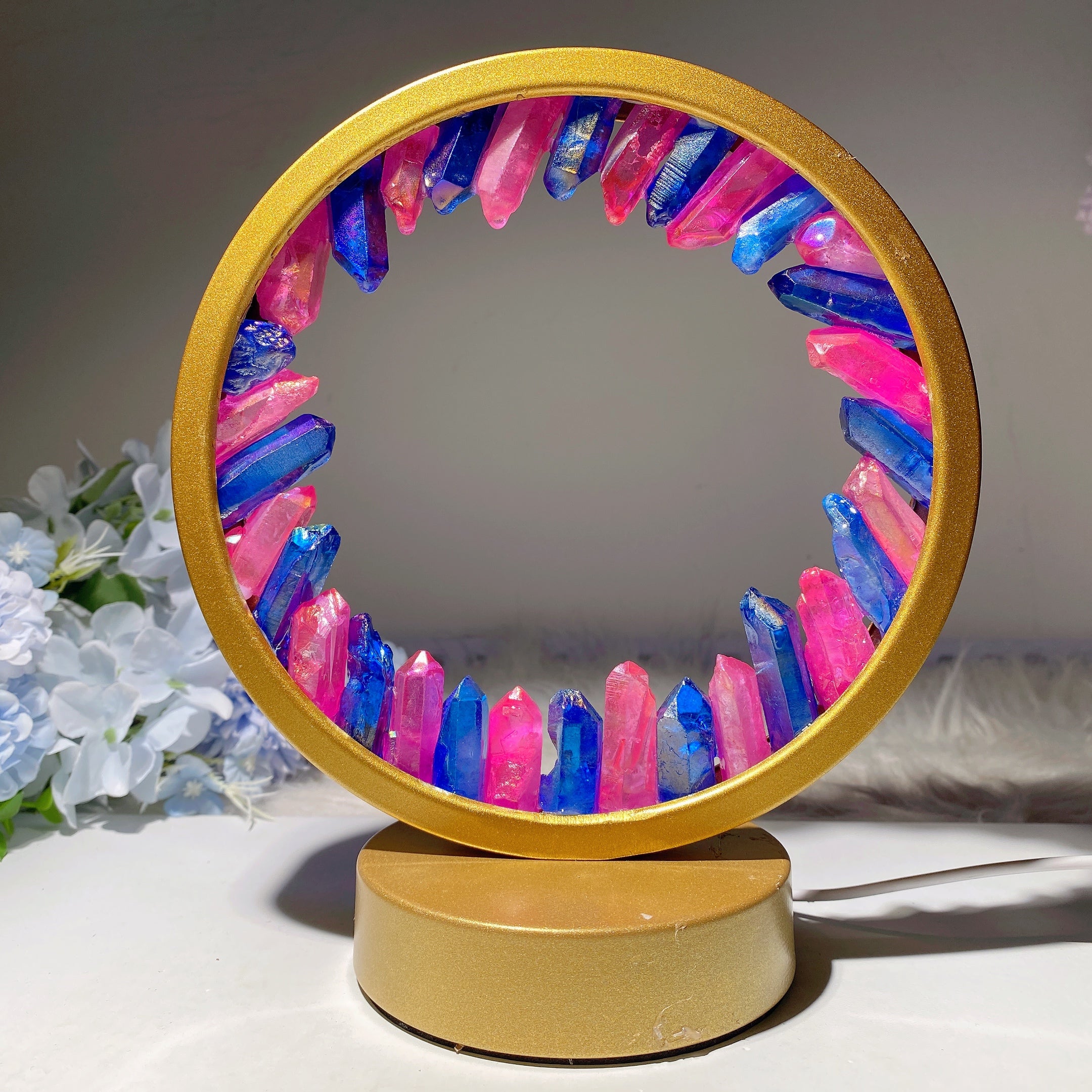 8-inch USB Crystal Cluster Lamp for Healing Energy Ambiance