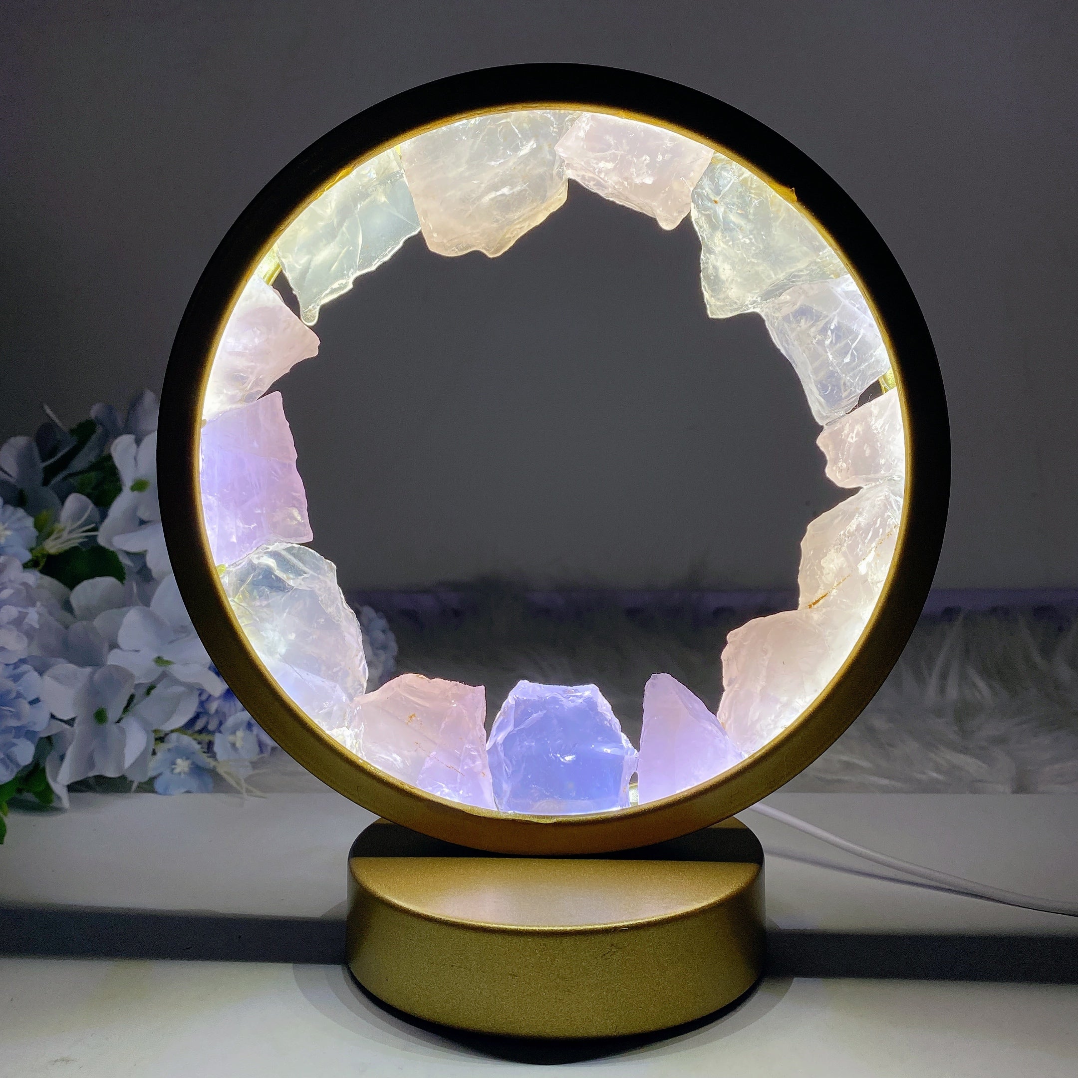 8-inch USB Crystal Cluster Lamp for Healing Energy Ambiance