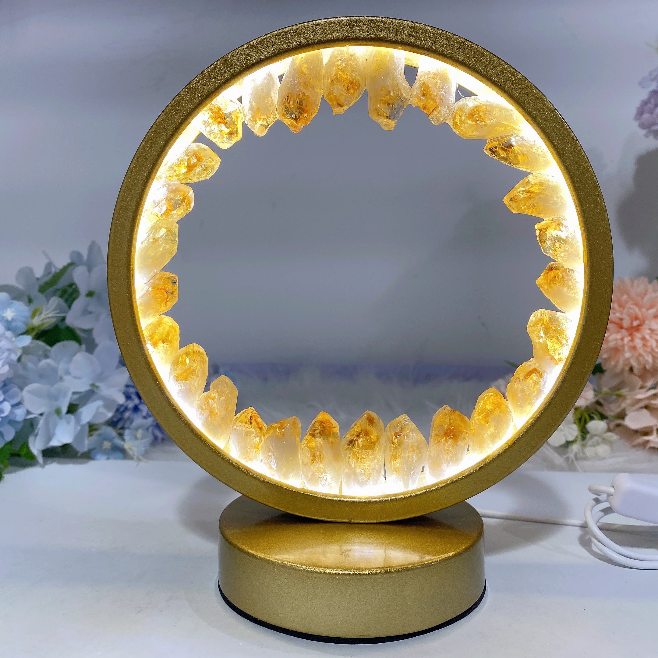 8-inch USB Crystal Cluster Lamp for Healing Energy Ambiance
