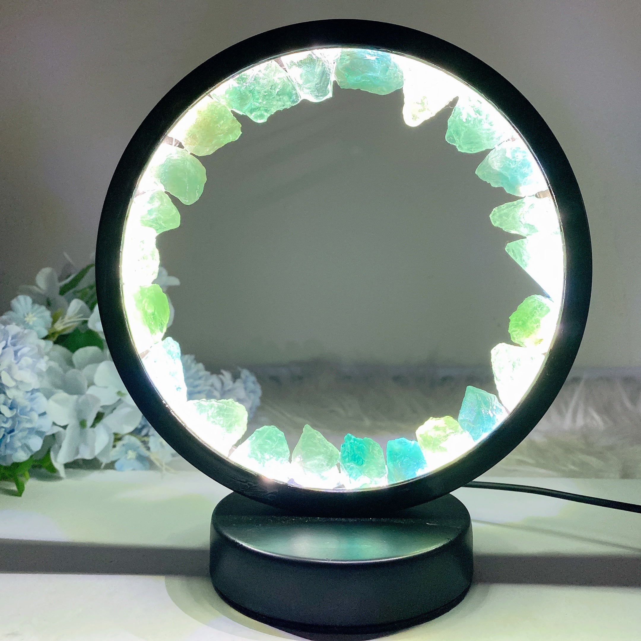 8-inch USB Crystal Cluster Lamp for Healing Energy Ambiance