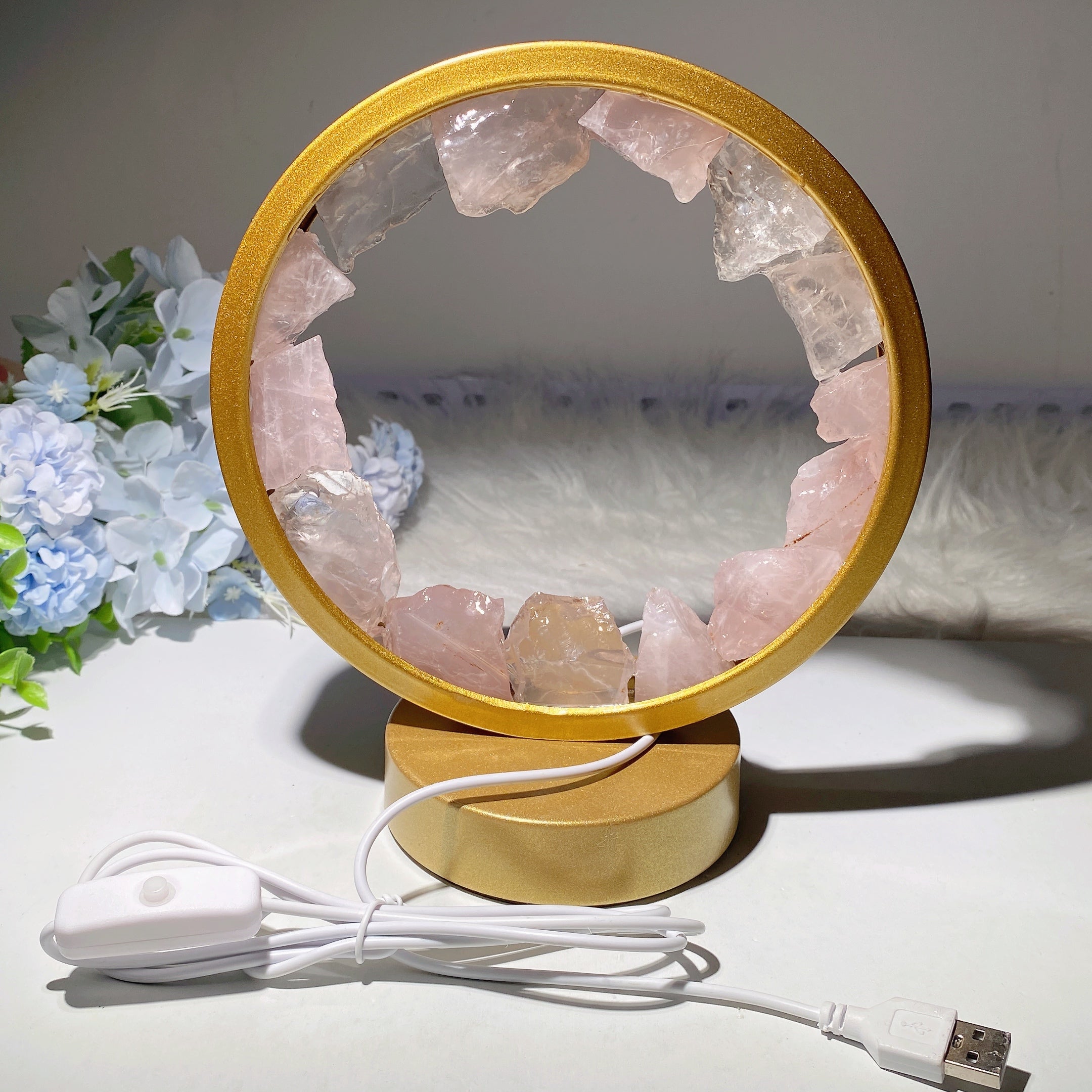 8-inch USB Crystal Cluster Lamp for Healing Energy Ambiance