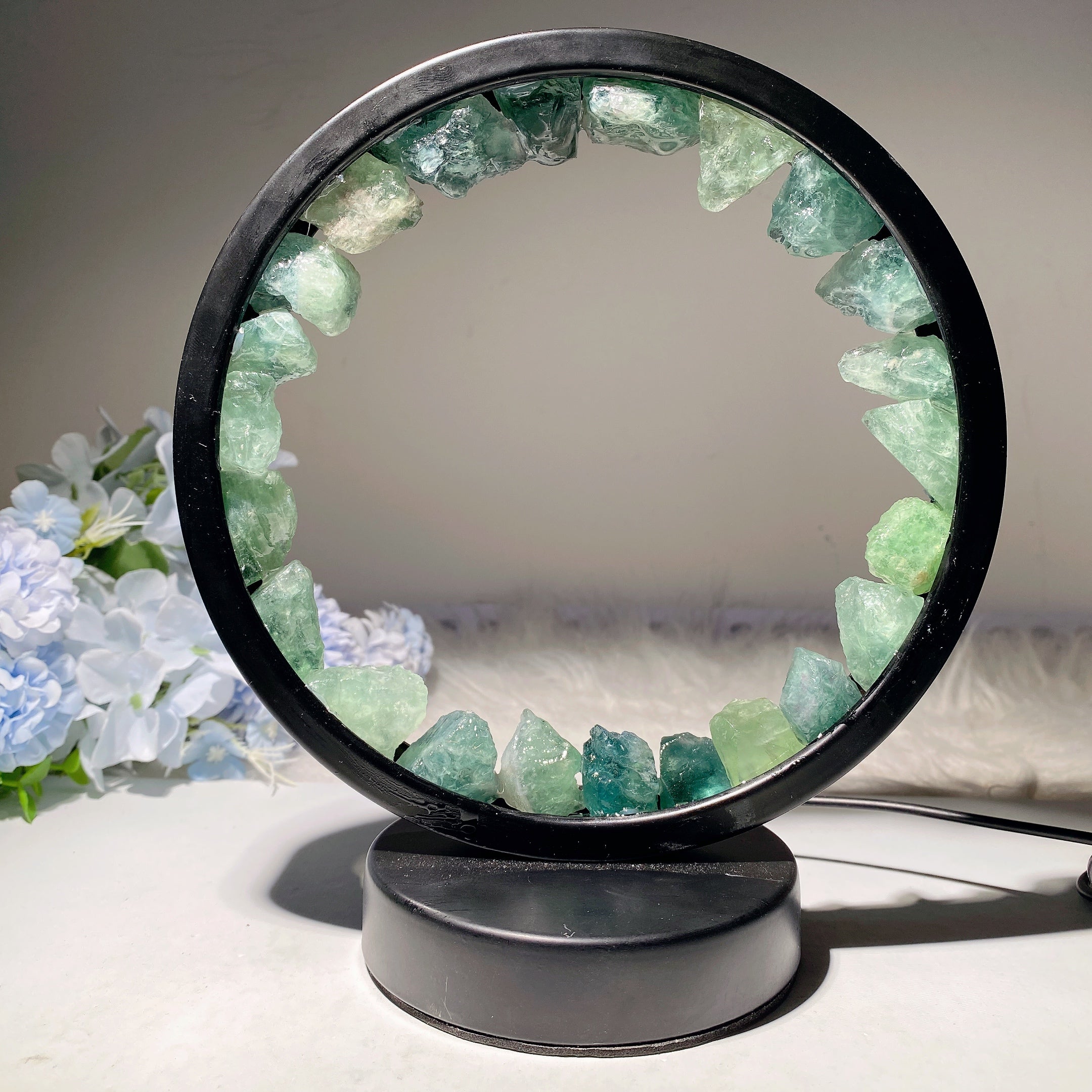 8-inch USB Crystal Cluster Lamp for Healing Energy Ambiance