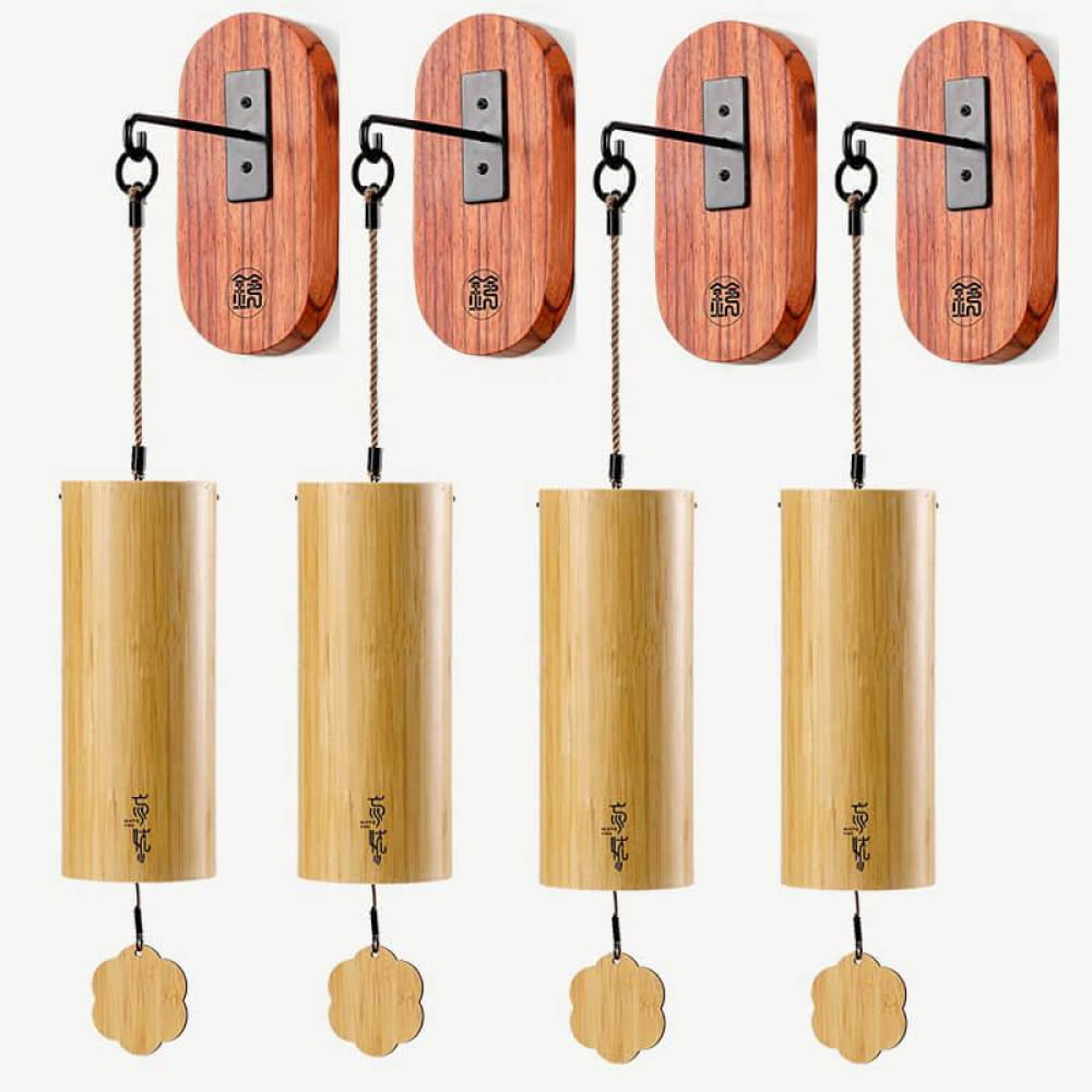 8-Note Bamboo Wind Chime for Indoor & Outdoor Use | C Am Dm G Chords - Season Series Set With Wall