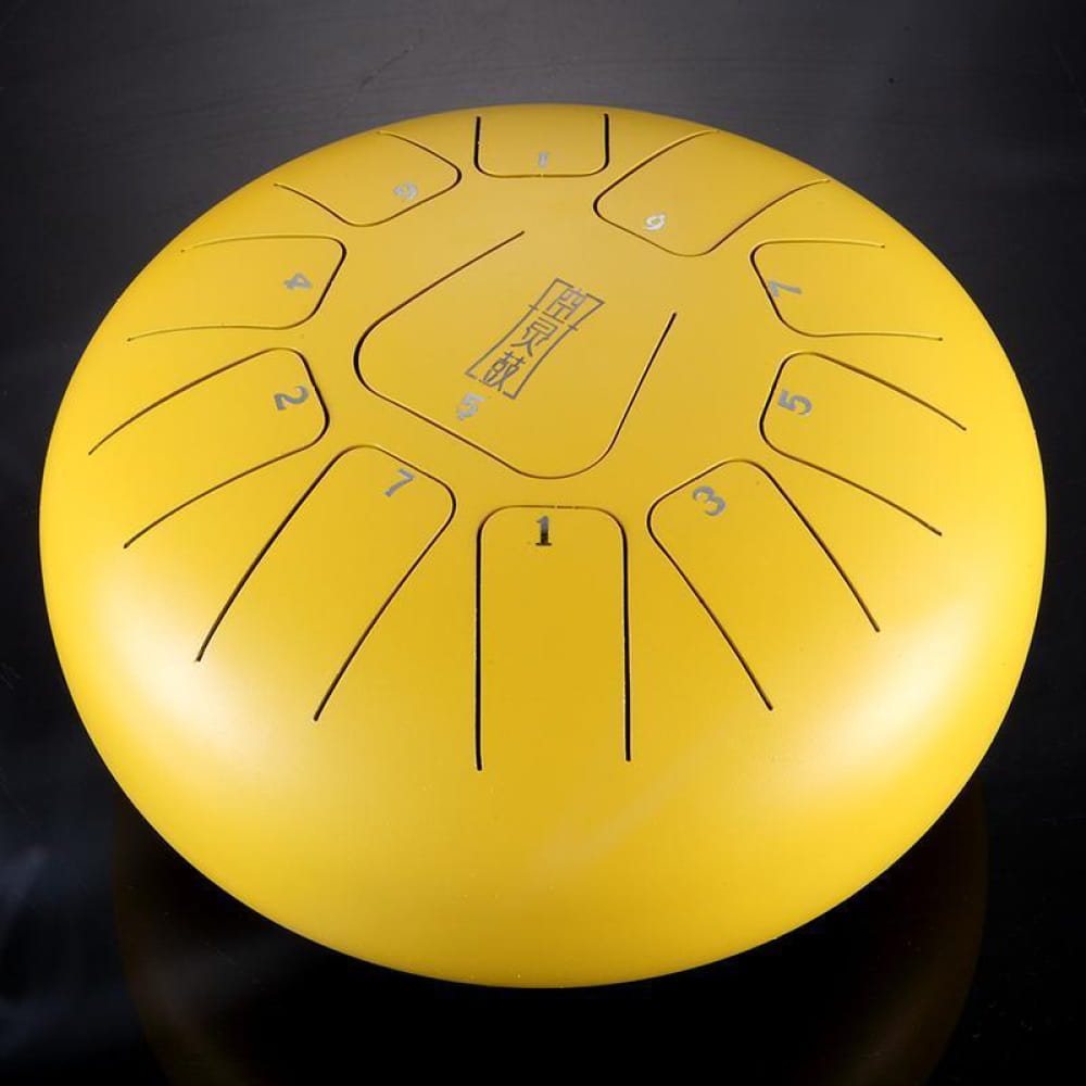 8’ Square Steel Tongue Drum 11 Notes in F Key - 8 Inches/11 Notes (F Key) / Yellow / Yellow Steel