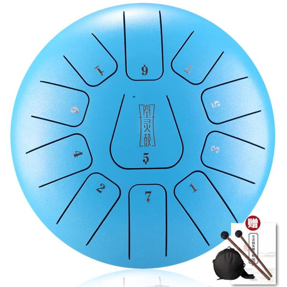 8’ Square Steel Tongue Drum 11 Notes in F Key - 8 Inches/11 Notes (F Key) / Lake Blue / Lake Blue