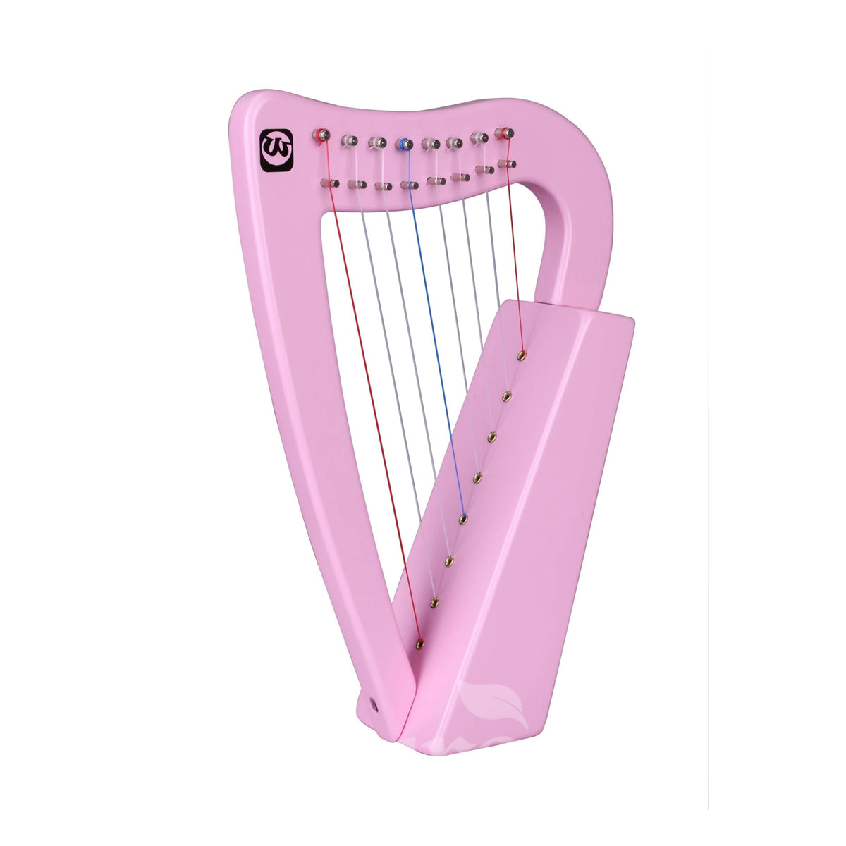 Pink Celtic-style 8-String Mini Lyre Harp Instrument with Bag and metal strings