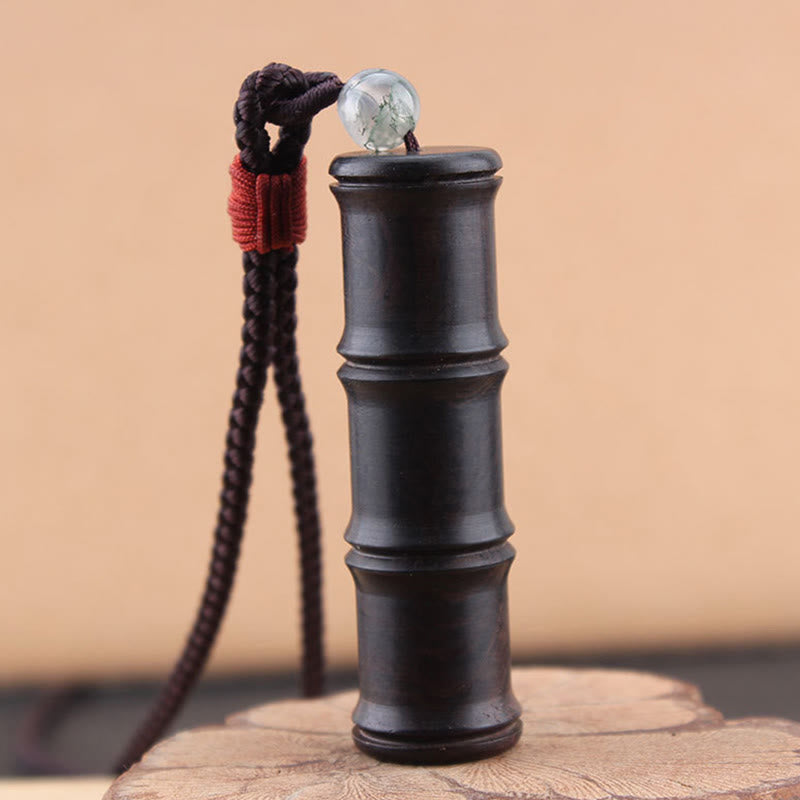 Ebony Wood Spiritual Necklace with Bamboo Ghau Prayer Box