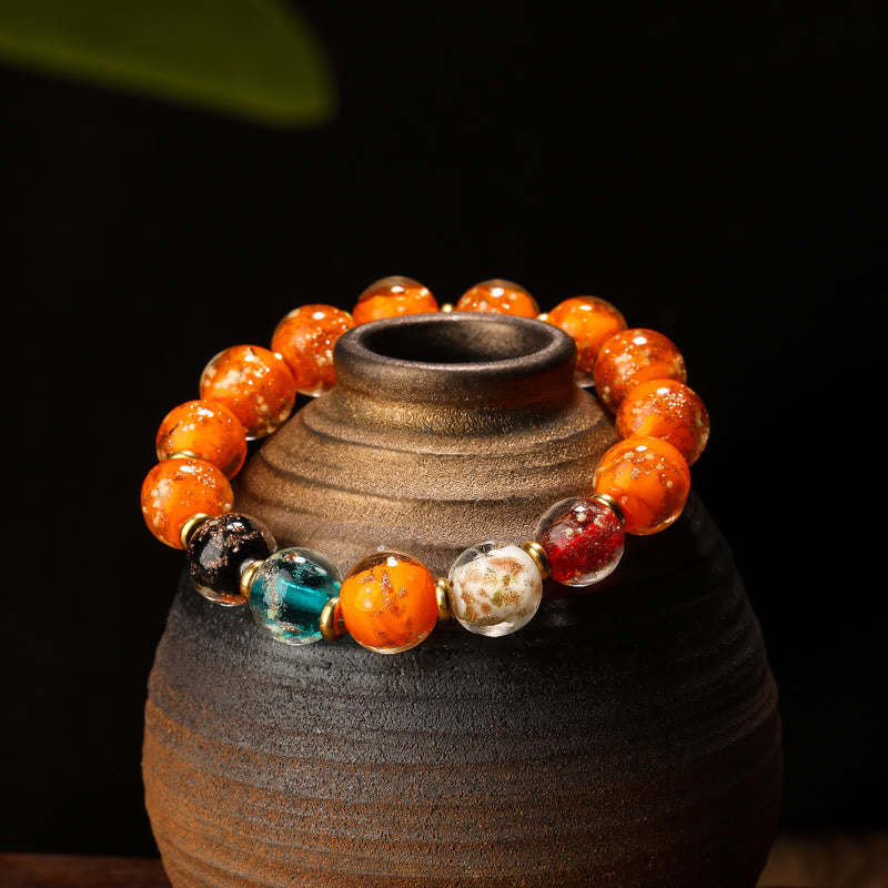 Luminous Liuli Glass 10mm Spiritual Bead Bracelet for Luck