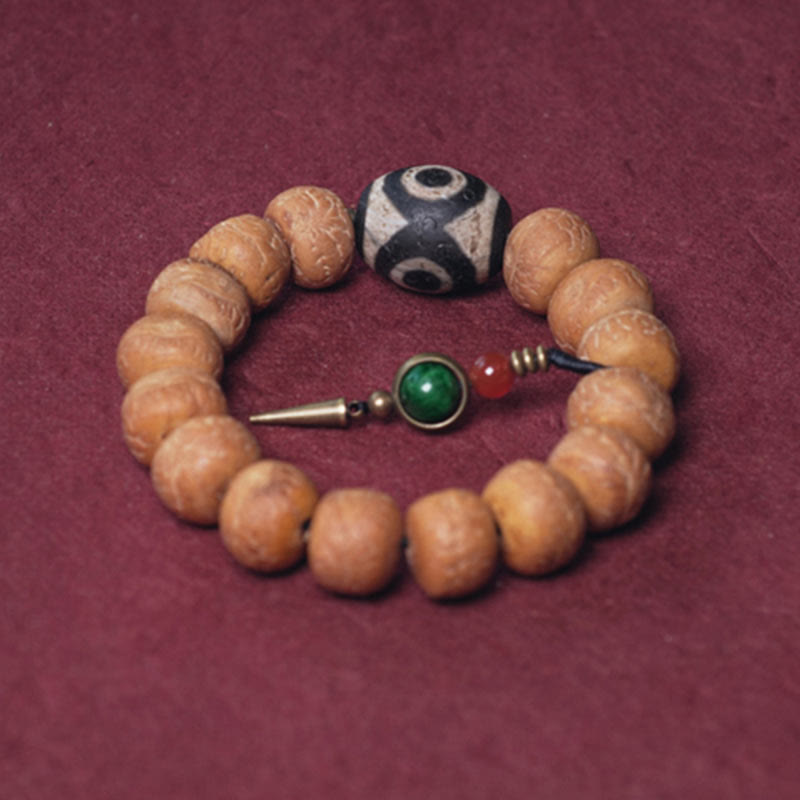 14mm Bodhi Seed Dzi Bead Wrist Mala Bracelet for Peace