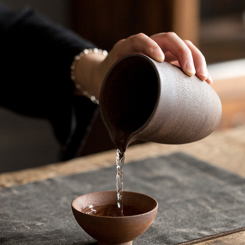 Handcrafted Retro Brown Ceramic Zen Teacup for Mindful Tea Rituals