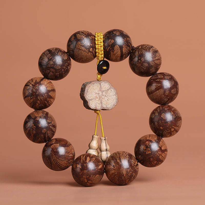 15mm Plum Blossom Wood Inner Peace Bracelet