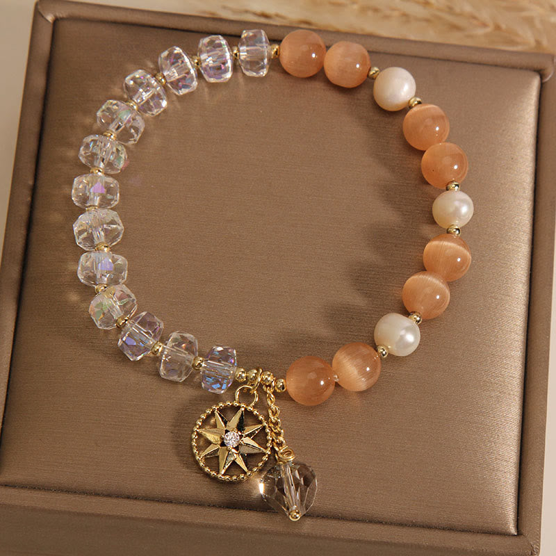 Orange Cat's Eye Clear Quartz Meditation Bracelet