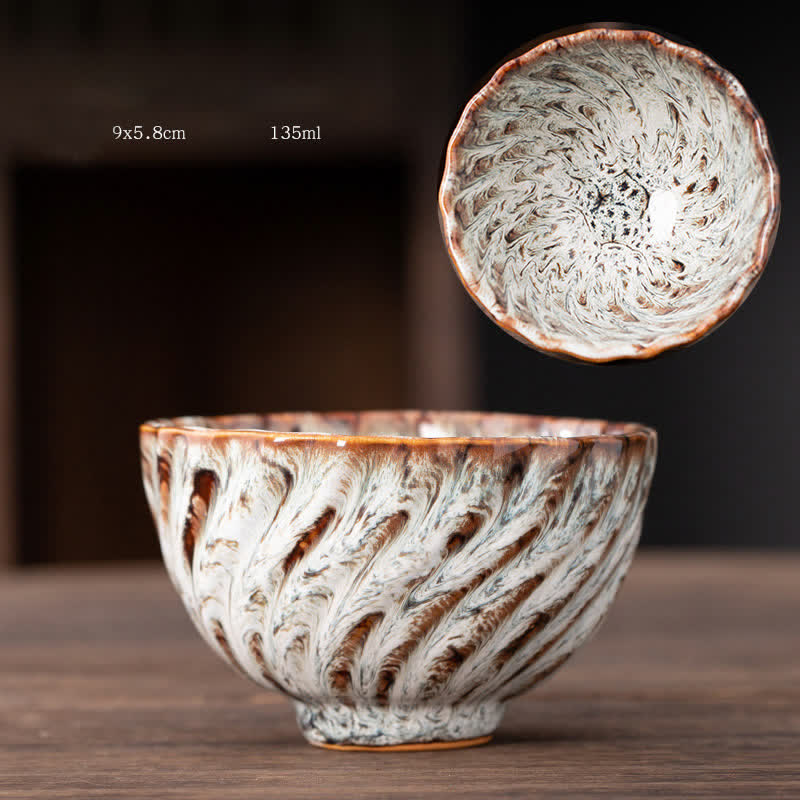 Peach Blossom Ceramic Teacup Beautiful Floral Tea Cup