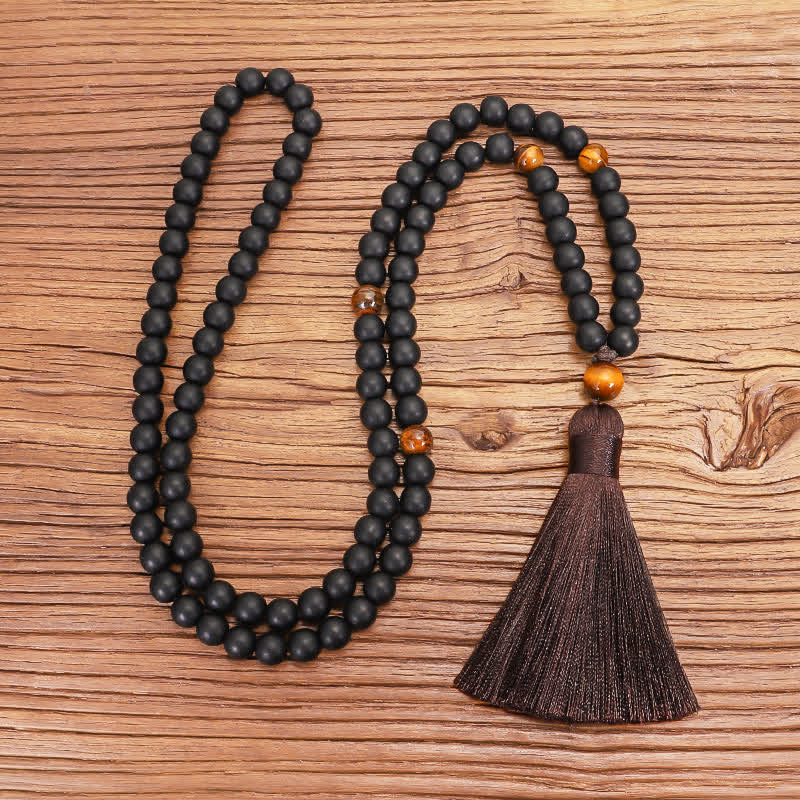 108 Bead Mala Frosted Stone Tiger Eye Balance Bracelet Necklace