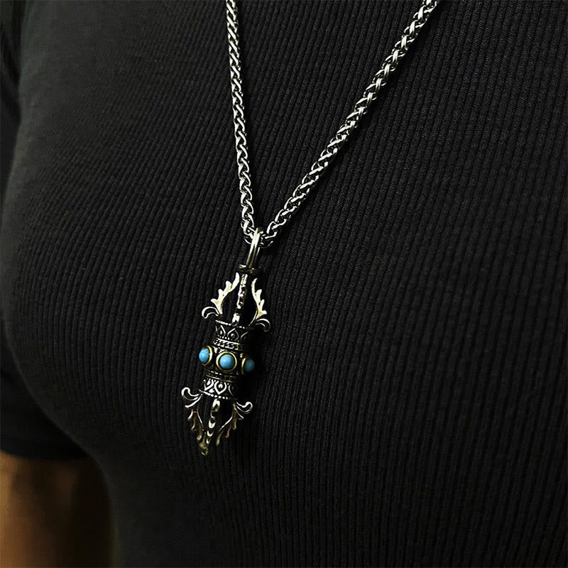 Copper Spiritual Necklace with Tibet Vajra Dorje Pendant | Luck & Wealth