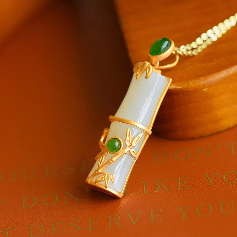 Unisex White Jade Cyan Jade Protection Necklace