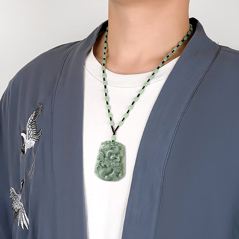 Chinese Zodiac Dragon Jade Protection Necklace Pendant