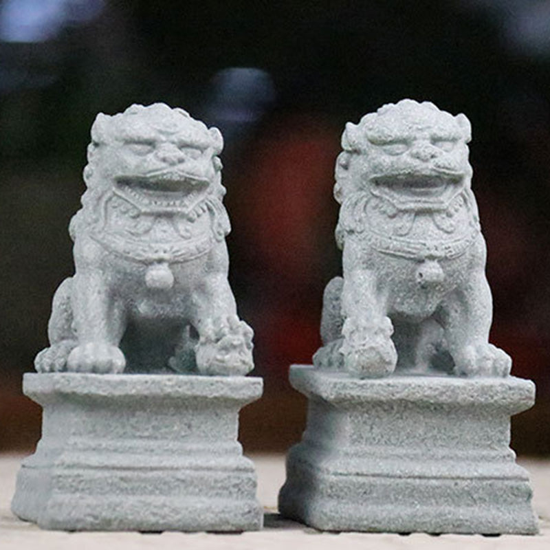 Fu Dogs Elephant Turtle Spiritual Statues Set for Home Blessings